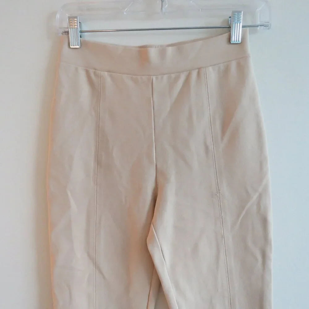 AARON & AMBER Tan Beige Split Hem Ponte Knit Stretch Pants - Women's Size S - Picture 3 of 14